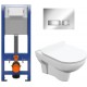 Унитаз подвесной с инсталляцией Cersanit City S-MZ-CITY-COn-S-DL-w + P-IN-MZ-AQ40-QF + P-BU-MOV/Cg
