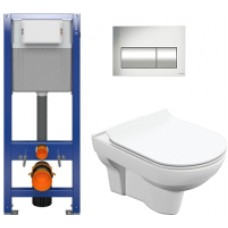 Унитаз подвесной с инсталляцией Cersanit City S-MZ-CITY-COn-S-DL-w + P-IN-MZ-AQ40-QF + P-BU-PRE/Cm