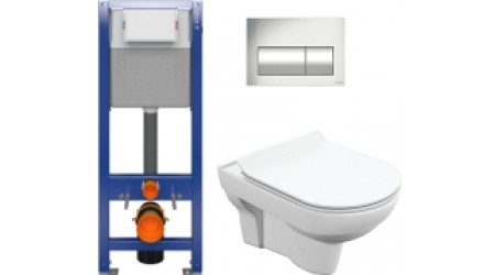 Унитаз подвесной с инсталляцией Cersanit City S-MZ-CITY-COn-S-DL-w + P-IN-MZ-AQ40-QF + P-BU-PRE/Cm