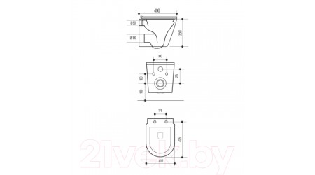Унитаз подвесной с инсталляцией Wave Comfort / 553556 (с кнопкой смыва)