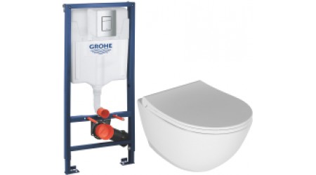 Унитаз подвесной с инсталляцией Quarter Bath Concorde 70CO03052 + Rapid SL 38772001