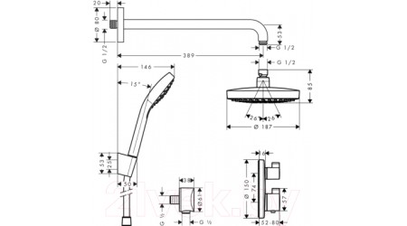 Душевая система Hansgrohe Croma Select S Ecostat 27295000