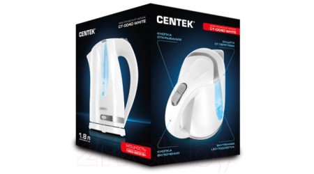Электрочайник Centek CT-0040 (белый)