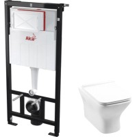 Унитаз подвесной с инсталляцией Aquanet Cube-W 210761 + AM101/1120
