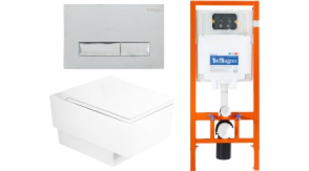 Унитаз подвесной с инсталляцией BelBagno CZR-4823-CHR/CZR4823SC/BB002-80/BB010-MR-CHROME