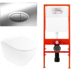 Унитаз подвесной с инсталляцией BelBagno CZR-513-TH-R/CZR2316SC/BB026/BB051CR