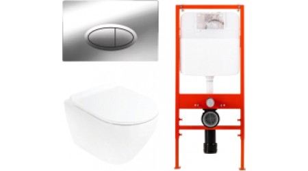 Унитаз подвесной с инсталляцией BelBagno CZR-513-TH-R/CZR2316SC/BB026/BB051CR