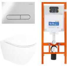 Унитаз подвесной с инсталляцией BelBagno CZR-6601-TH-TOR/CZR2316SC/BB002-80/BB005-PR-CHROME