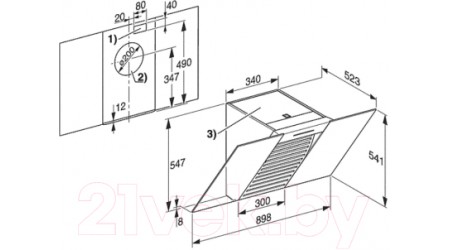 Вытяжка наклонная Miele DA 6096 W OBSW