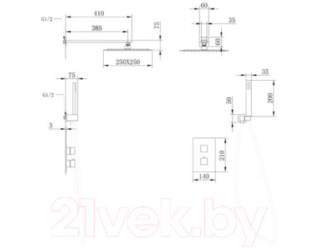 Душевая система Abber Daheim AF8251G (золото матовое)