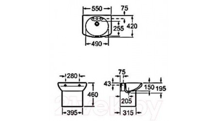 Умывальник Roca Dama Senso 55x42 / A325513000