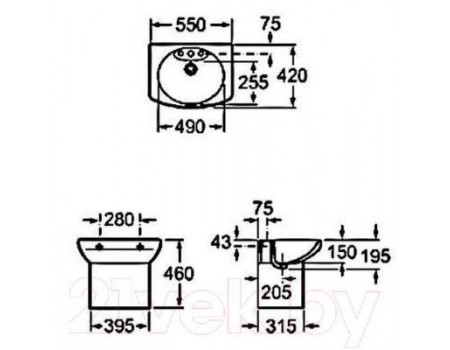 Умывальник Roca Dama Senso 55x42 / A325513000