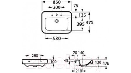 Умывальник Roca Dama Senso Square 85x47 (A32751N000)