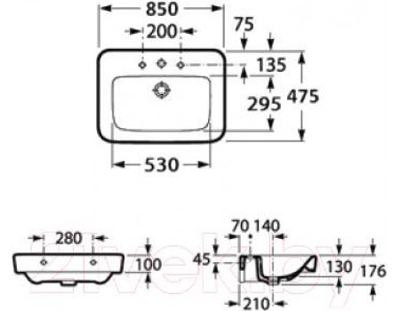 Умывальник Roca Dama Senso Square 85x47 (A32751N000)
