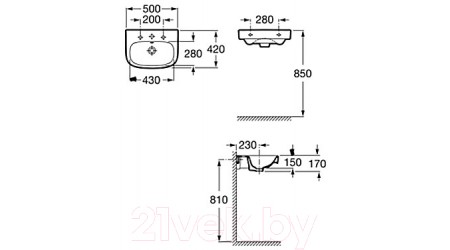Умывальник Roca Debba 50x42 / 32799600Y