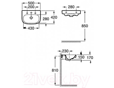 Умывальник Roca Debba 50x42 / 32799600Y