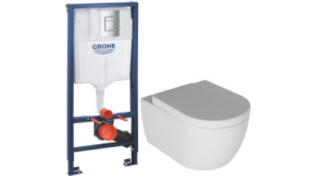 Унитаз подвесной с инсталляцией Quarter Bath Deep Rimless 70DE03054.00.1.3.01 + Rapid SL 38772001