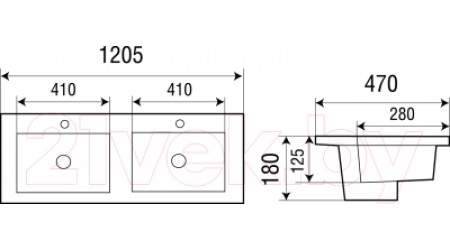 Умывальник WeltWasser Deilbach 7506-1202 MT-BL