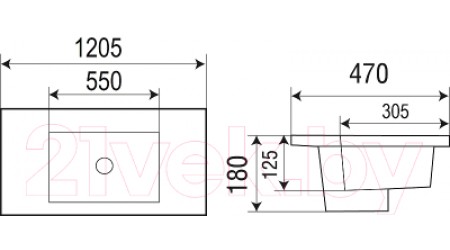 Умывальник WeltWasser Deilbach 7506-120 MT-BL