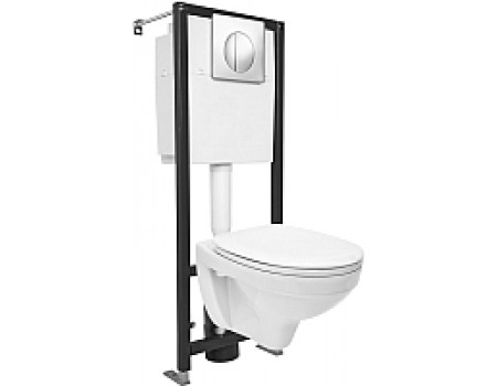 Унитаз подвесной с инсталляцией Cersanit Delfi (S-SET-DEL/Black/TPL/Cg-w)