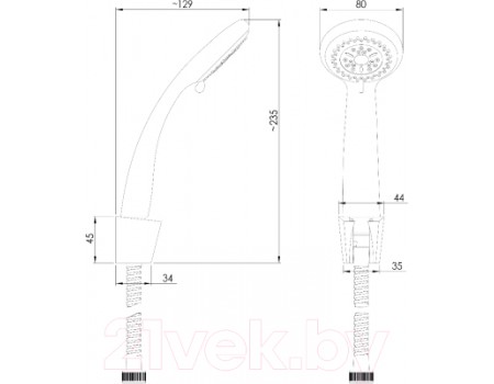 Душевой гарнитур Rubineta Delta + Con/Imp S.S. + Grand / 625018