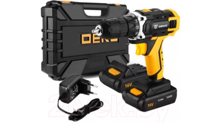 Аккумуляторная дрель-шуруповерт Deko DKCD16FU-Li Set 63 / 063-4099