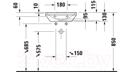 Умывальник Duravit D-Neo (0738450041)