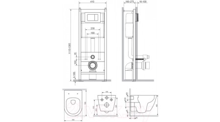 Унитаз подвесной с инсталляцией Damixa DX22.IS10151.1700 (с сиденьем и кнопкой смыва)