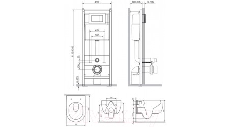 Унитаз подвесной с инсталляцией Damixa DX36.IS10151.1701 (с сиденьем и кнопкой смыва)