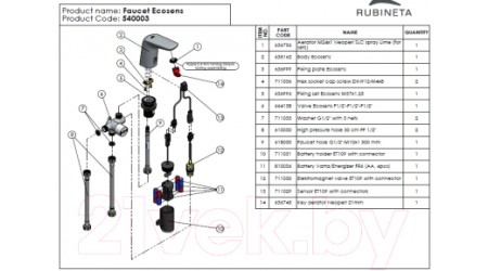 Смеситель Rubineta Ecosens Lifetime 