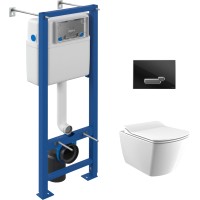 Унитаз подвесной с инсталляцией Creavit Elegant EG321-11CB00E-0000 (KC1103.01.0000E + S-IN-MZ-VECTOR + P-BU-ACT/Blg/Gl)