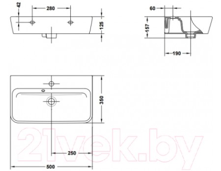 Умывальник Gala Emma Square 50x35 (27080)
