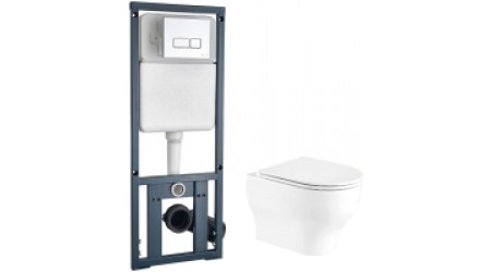 Унитаз подвесной с инсталляцией WeltWasser Erlenbach 004 GL-WT + Marberg 410 SE