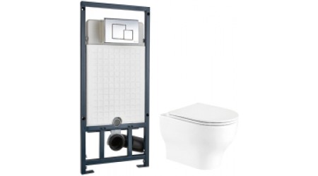 Унитаз подвесной с инсталляцией WeltWasser Erlenbach 004 GL-WT + Marberg 507 SE
