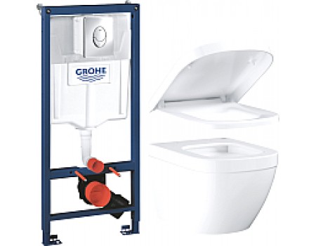 Унитаз подвесной с инсталляцией GROHE Euro 39206000 + 39330001 + 38721001