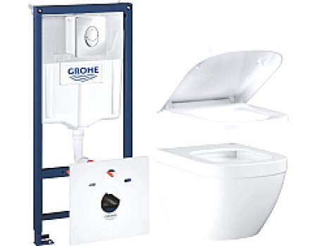 Унитаз подвесной с инсталляцией GROHE Euro 39206000 + 39330001 + 38750001