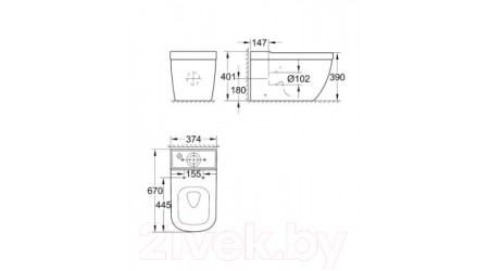 Унитаз напольный GROHE Euro 39338000 + 39332000 + 39330001
