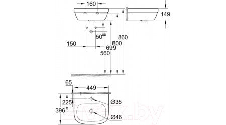 Умывальник GROHE Euro 45 3932400H