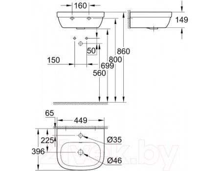 Умывальник GROHE Euro 45 3932400H