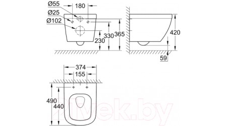 Унитаз подвесной с инсталляцией GROHE Euro Ceramic 39206000 + 39331001 + 10.702.450.02.10