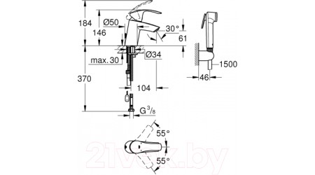Смеситель GROHE Eurosmart Hygienica 23124002 