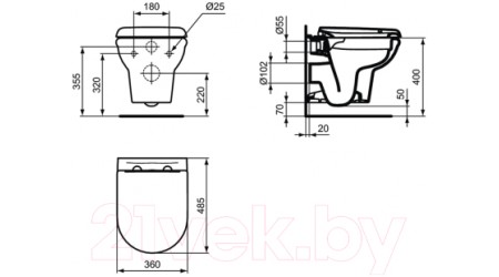 Унитаз подвесной с инсталляцией Ideal Standard Exacto X042601