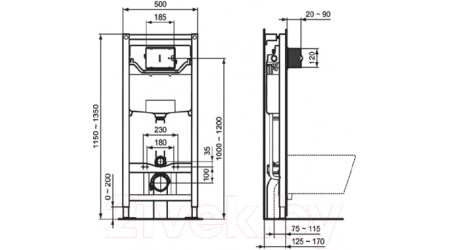 Унитаз подвесной с инсталляцией Ideal Standard Exacto X042601