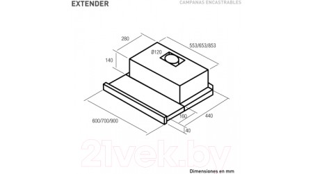 Вытяжка телескопическая Nodor Extender 33 (60, белое стекло)