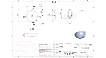 Умывальник Miraggio Florence