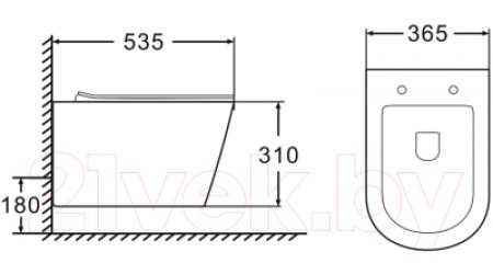 Унитаз подвесной Azario Fonti AZ-402W (с сиденьем)