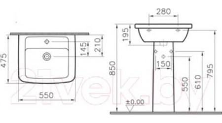 Умывальник VitrA Form 300 / 9602B003-7650