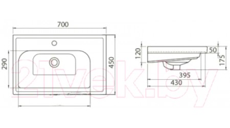 Умывальник CeraStyle Frame 70