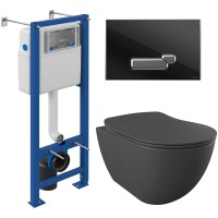 Унитаз подвесной с инсталляцией Creavit Free FE322-11AM00E-0000 (KC0903.01.0400E + S-IN-MZ-VECTOR + P-BU-ACT/Blg/Gl)