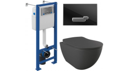 Унитаз подвесной с инсталляцией Creavit Free FE322-11AM00E-0000 (KC0903.01.0400E + S-IN-MZ-VECTOR + P-BU-ACT/Blg/Gl)